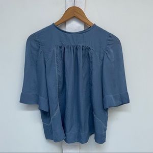 Isabel Marant Blue Silk Blouse Top Size 6